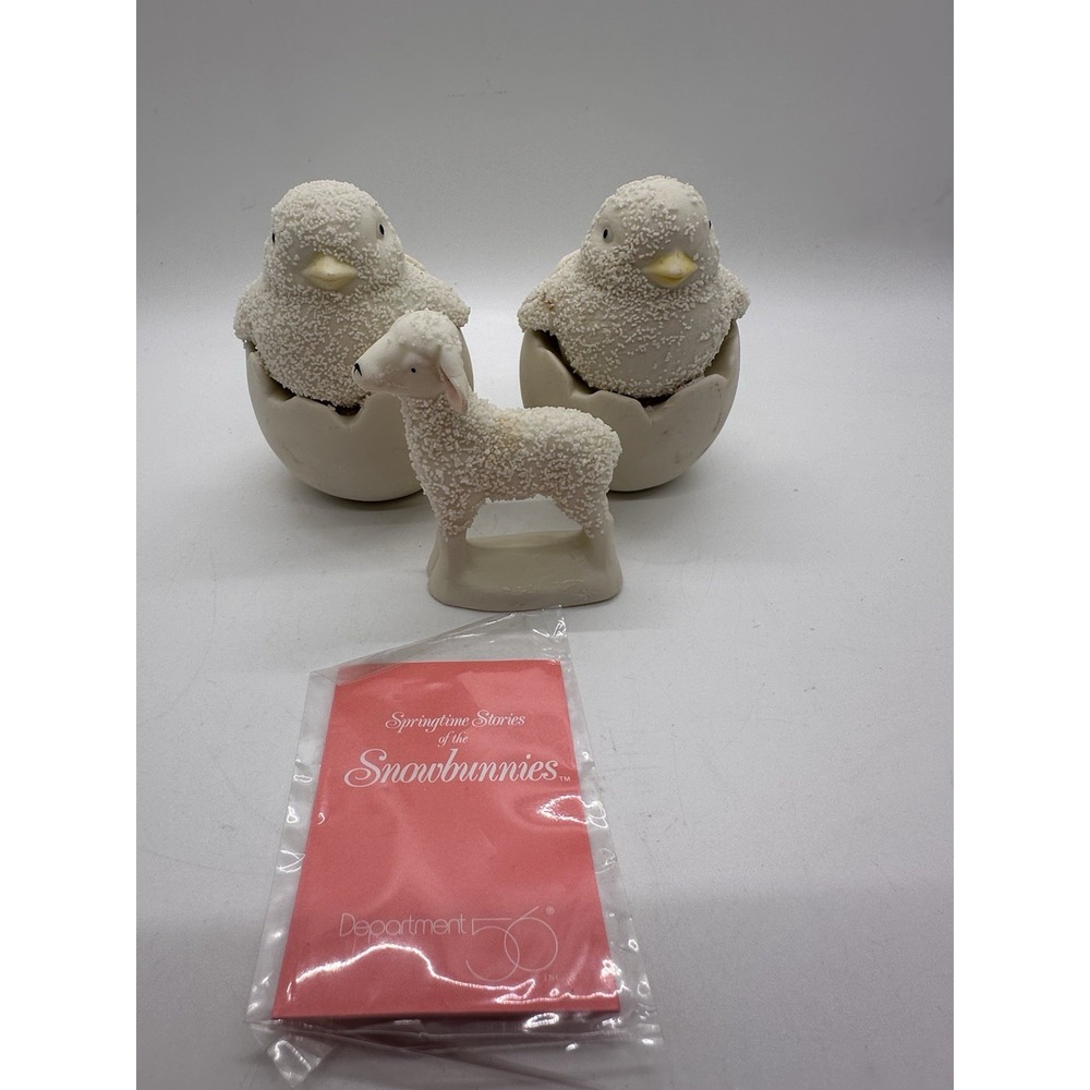 1991 Dept 56‎ Snowbabies Easter Collectibles Lamb And 2 Chicks In Eggs